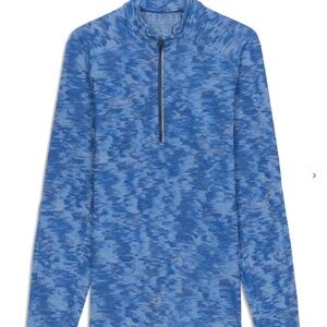 $108 Lululemon Surge Warm 1/2 Zip Data Rush Mini Jacquard Mineral Blue Medium